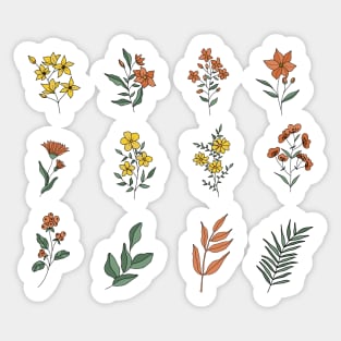 Boho aesthetic minimalism wild flowers Sticker